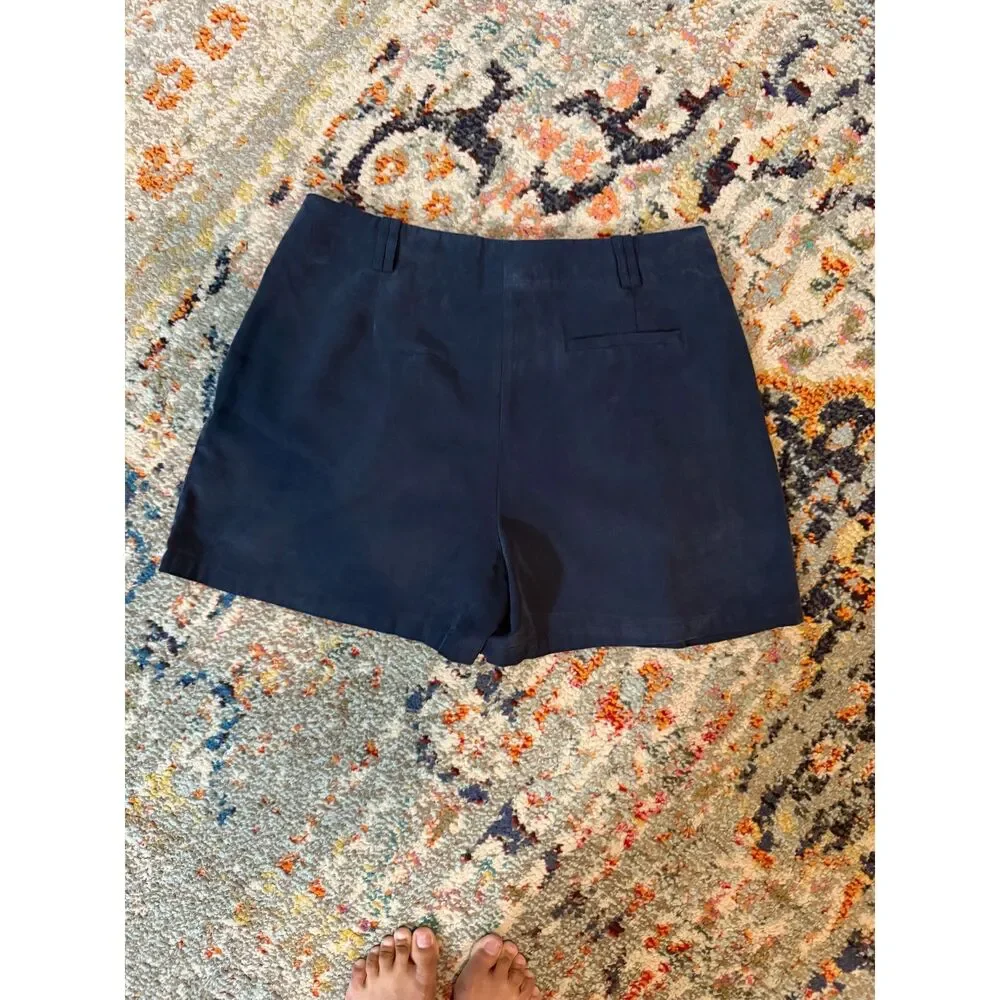 MNG Mango Pleated Mid Rise Shorts Dark Navy Size XL